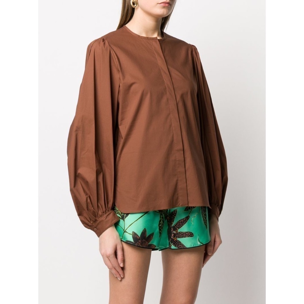 Dorothee Schumacher Power Poplin Cotton Blouse in Brown